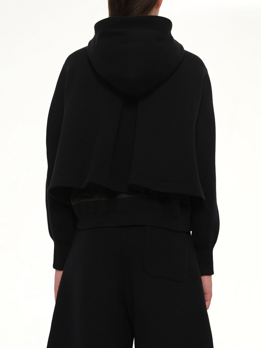 Sponge Sweat x Nylon Twill Small Hoodie in Black