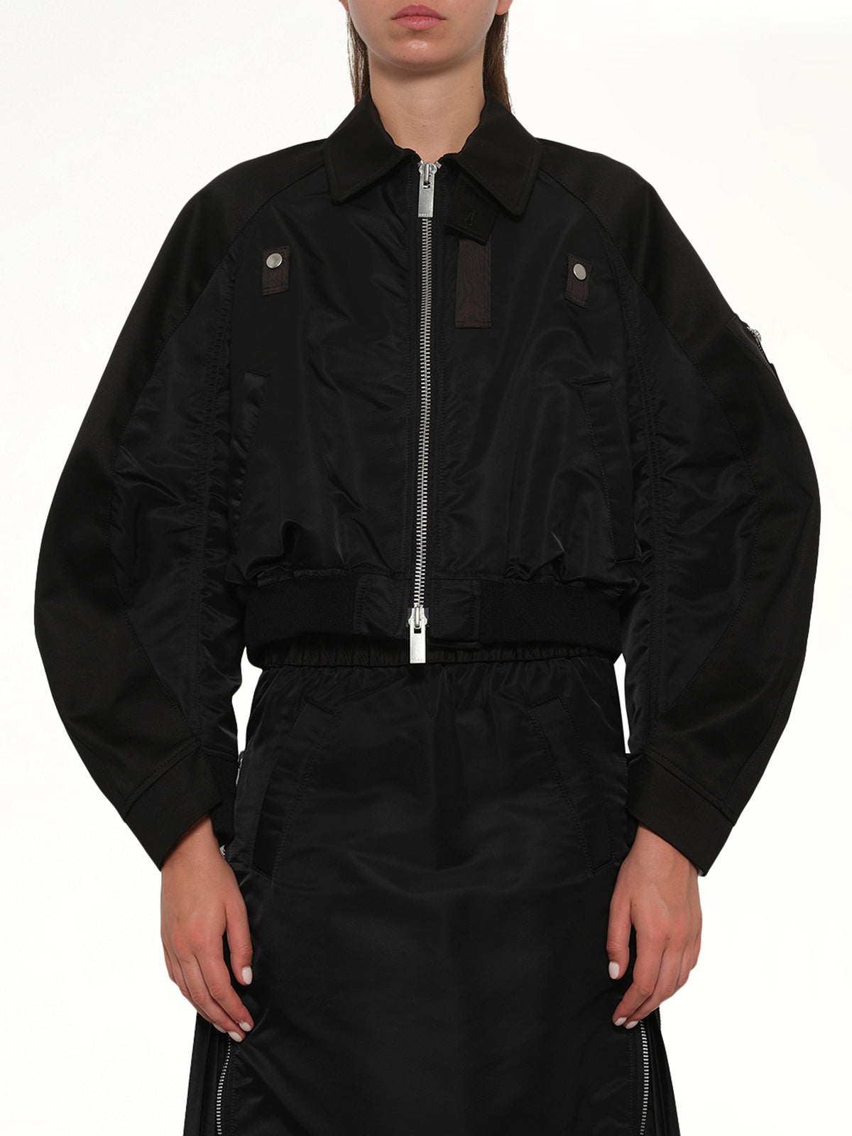 Cotton Chino x Nylon Twill Blouson in Black