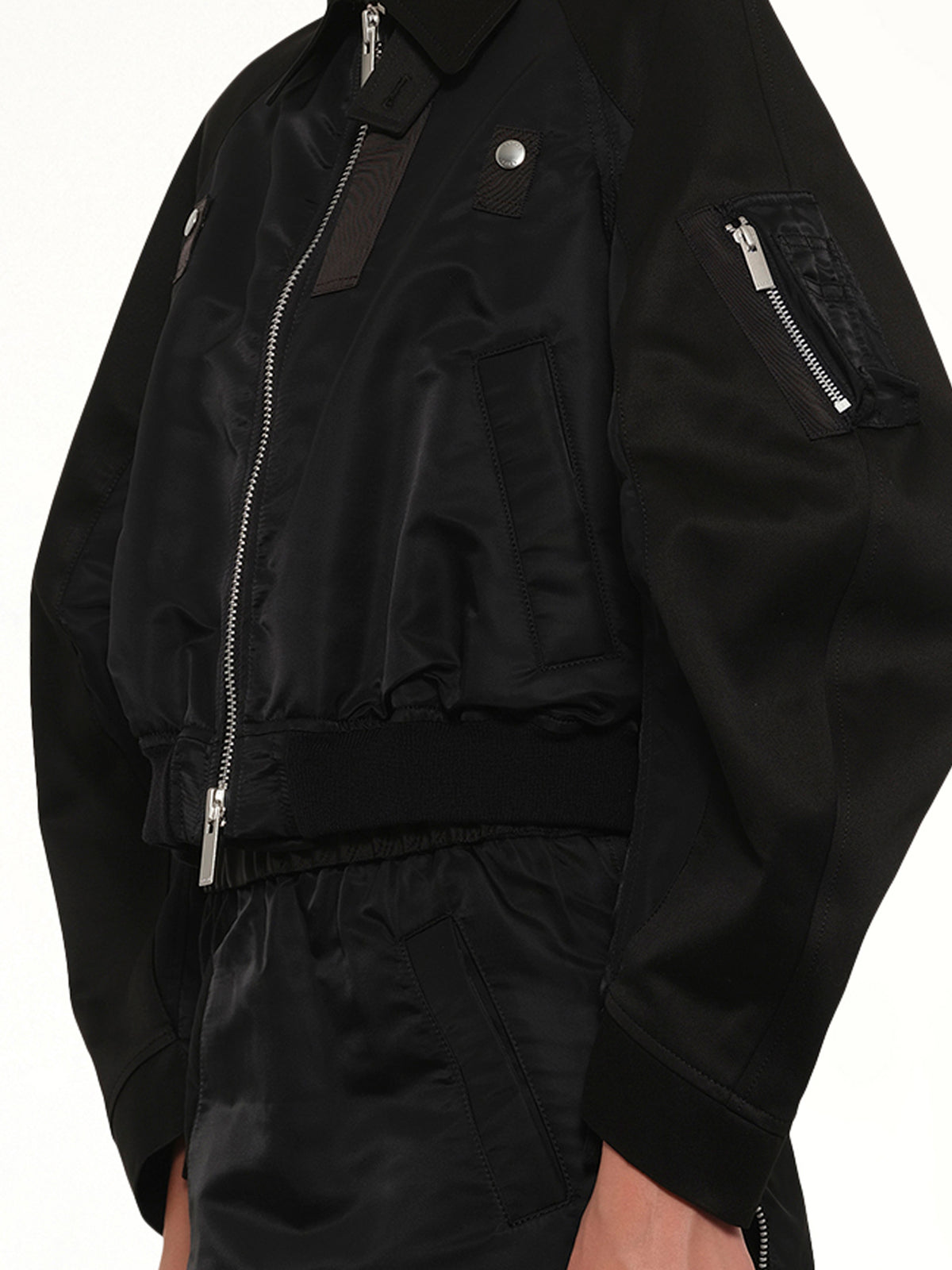 Cotton Chino x Nylon Twill Blouson in Black