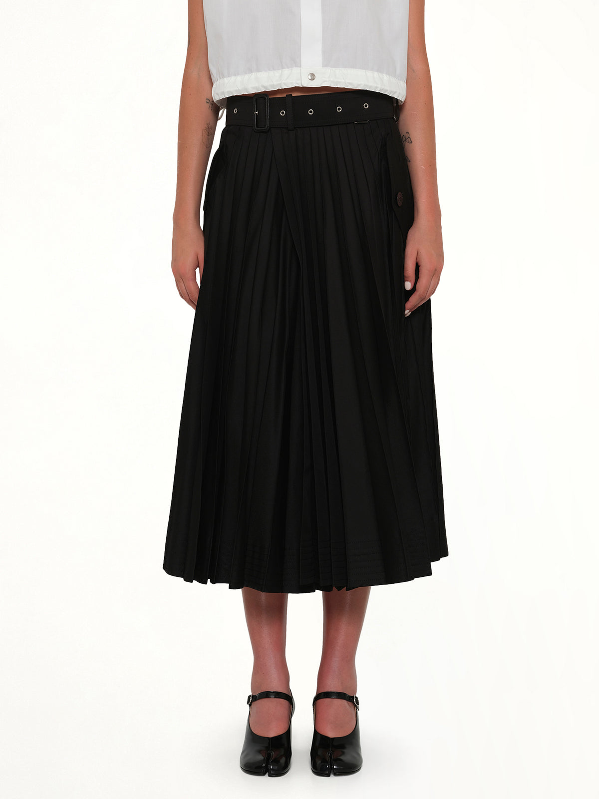Cotton Gabardine Skirt in Black