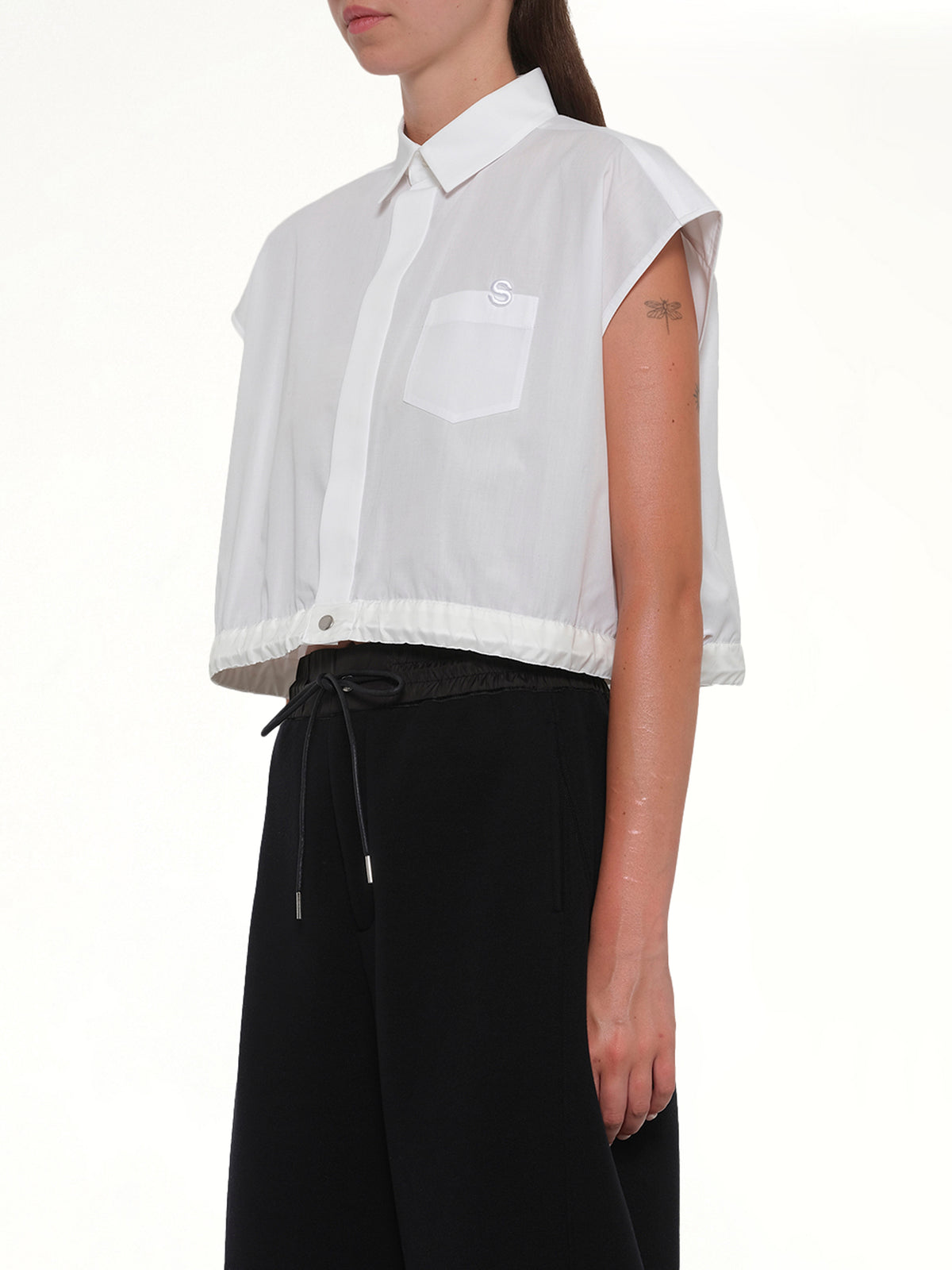 S Cotton Poplin Shirt in Off White