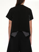 Light Weight Denim x Cotton Jersey T-Shirt in Black