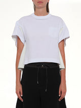 Light Weight Denim x Poplin Jersey T-Shirt in White