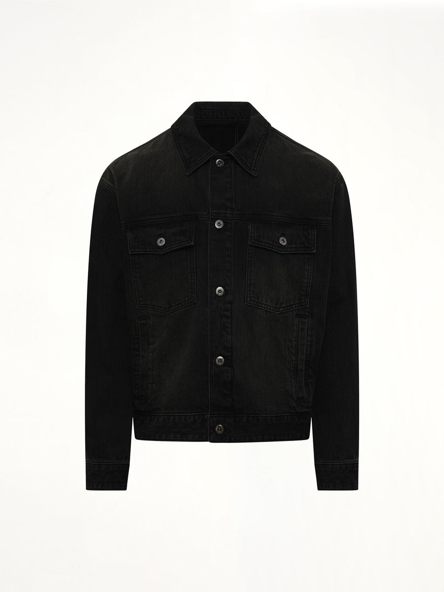 Stone Washed Denim Jacket in Black