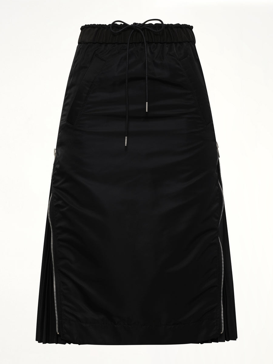 Nylon Twill Skirt in Black