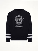 College Emblem Boxy Sweater in Marine/Natural
