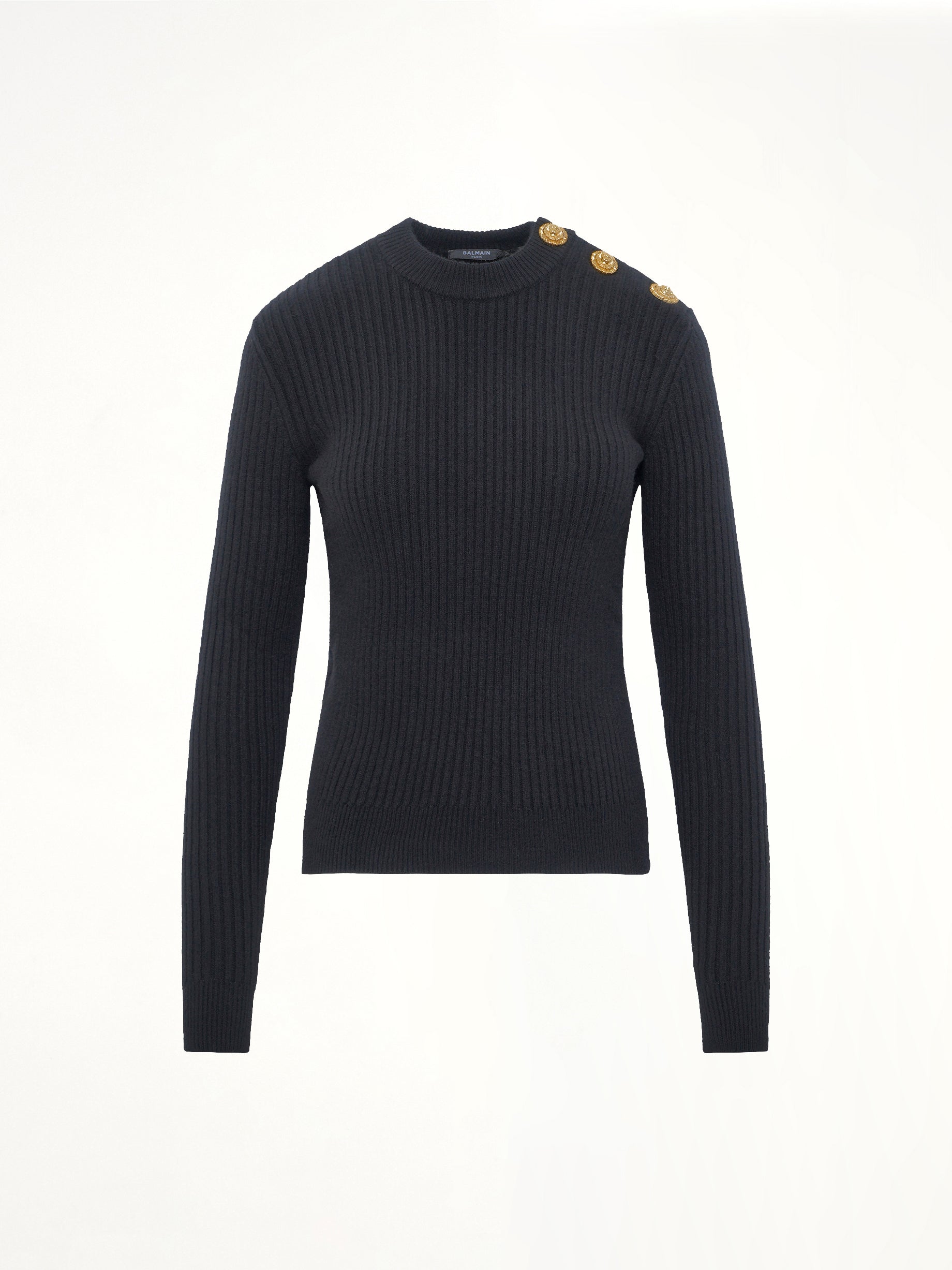 LS High Collar Knit Pullover in Black