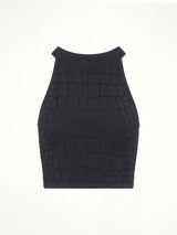 Halterneck Croco Top in Black