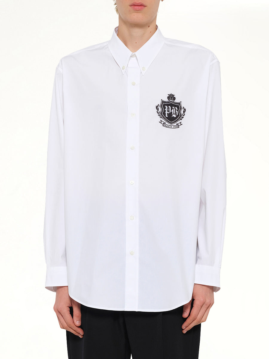 College Poplin Emblem Shirt in White