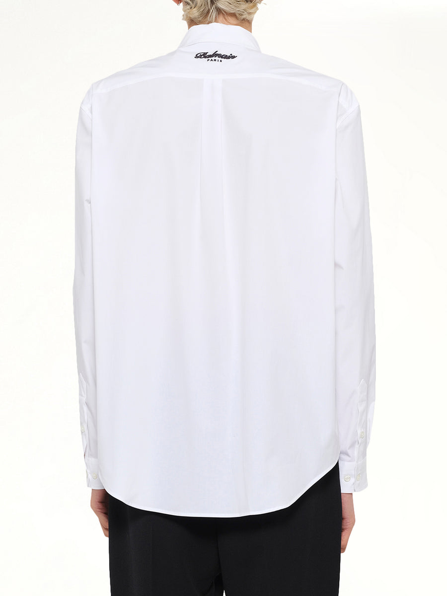 College Poplin Emblem Shirt in White