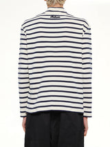 Emblem Flock Highneck LS T-Shirt in Beige/Blue