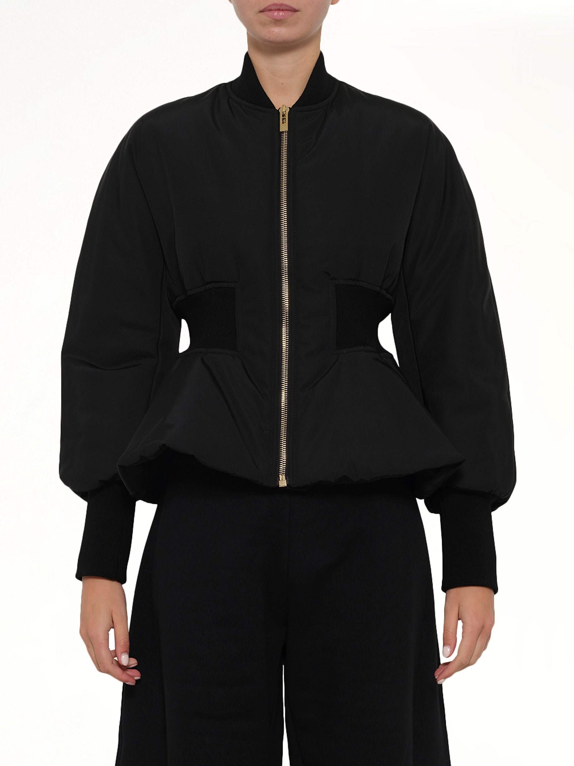 Peplum Bomber in Black