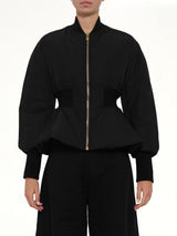 Peplum Bomber in Black
