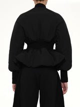 Peplum Bomber in Black