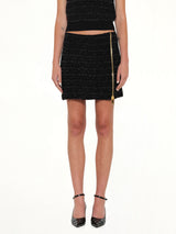 Zipped Knit Tweed Skirt in Black