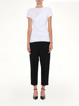 3 Buttons Knotted T-Shirt in White/Black