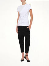 3 Buttons Knotted T-Shirt in White/Black