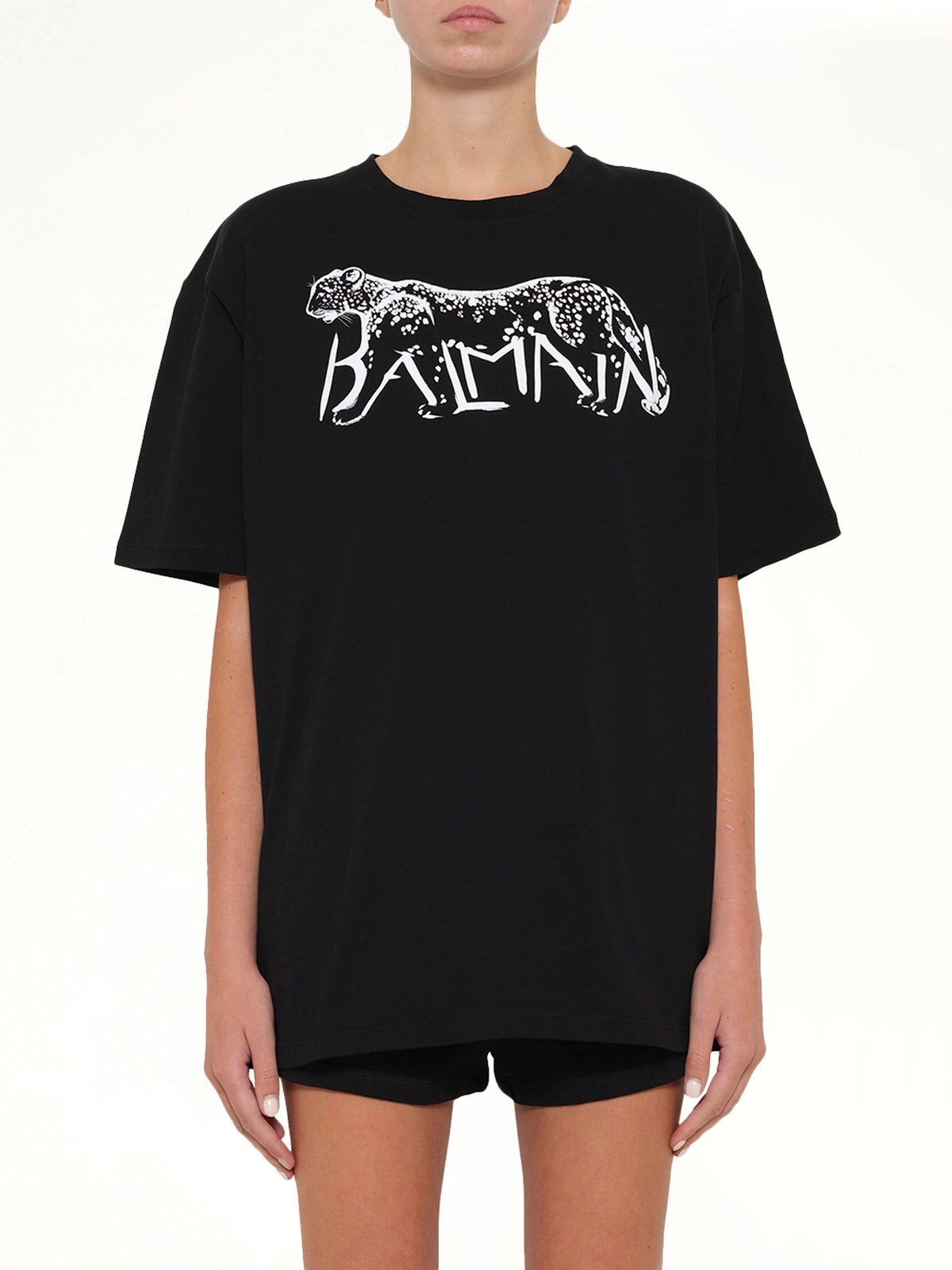 Leopard Print T-Shirt in Black/White