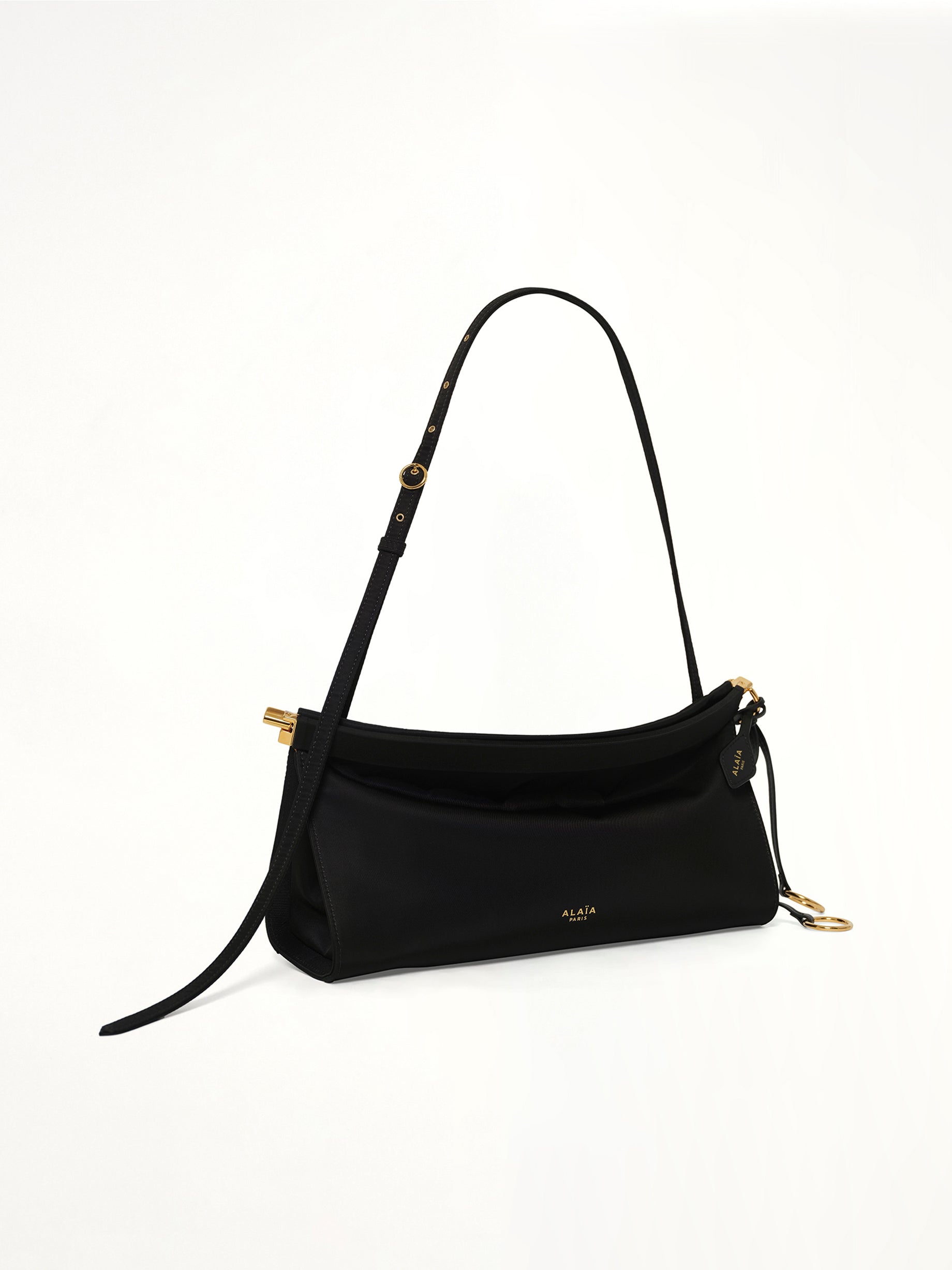 Le Click East West Nylon Shoulder Bag in Black