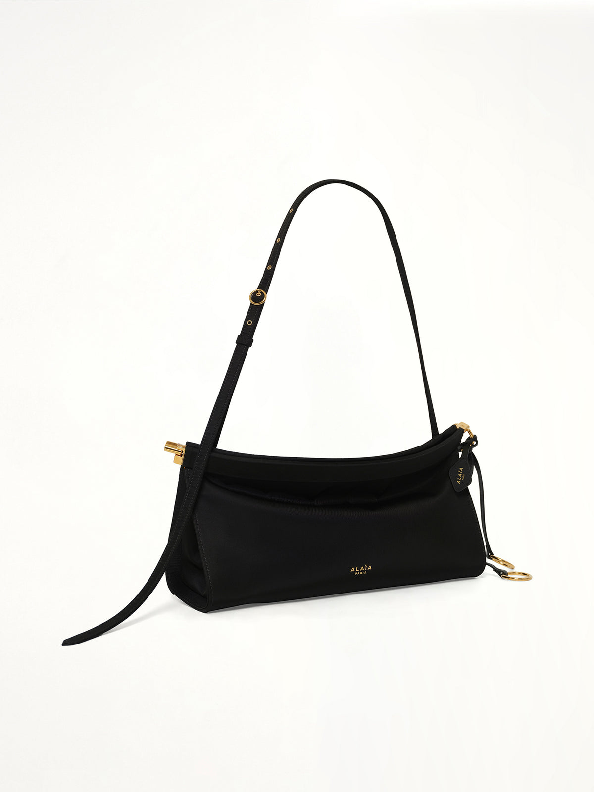 Le Click East West Nylon Shoulder Bag in Black