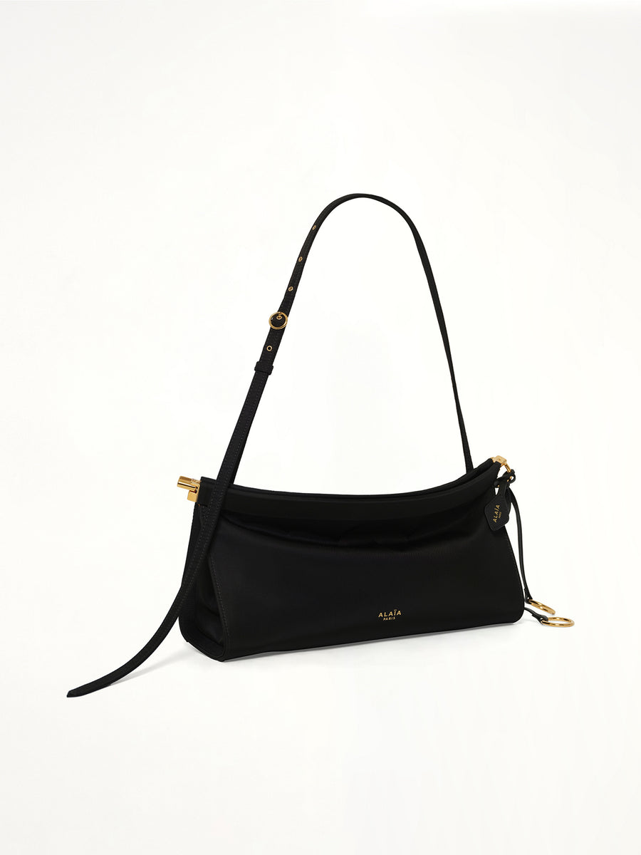 Le Click East West Nylon Shoulder Bag in Black
