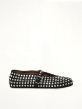 Strass Lambskin Ballet Flats in Black Side View | ALAIA