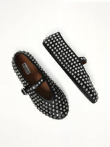 Strass Lambskin Ballet Flats in Black Top View | ALAIA