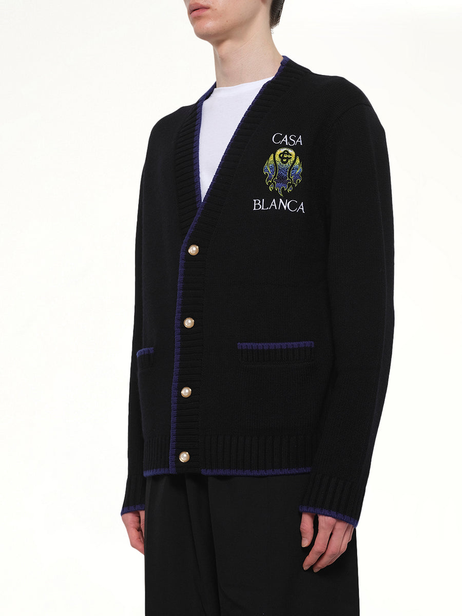 Flaming Tennis Ball Cardigan in Black