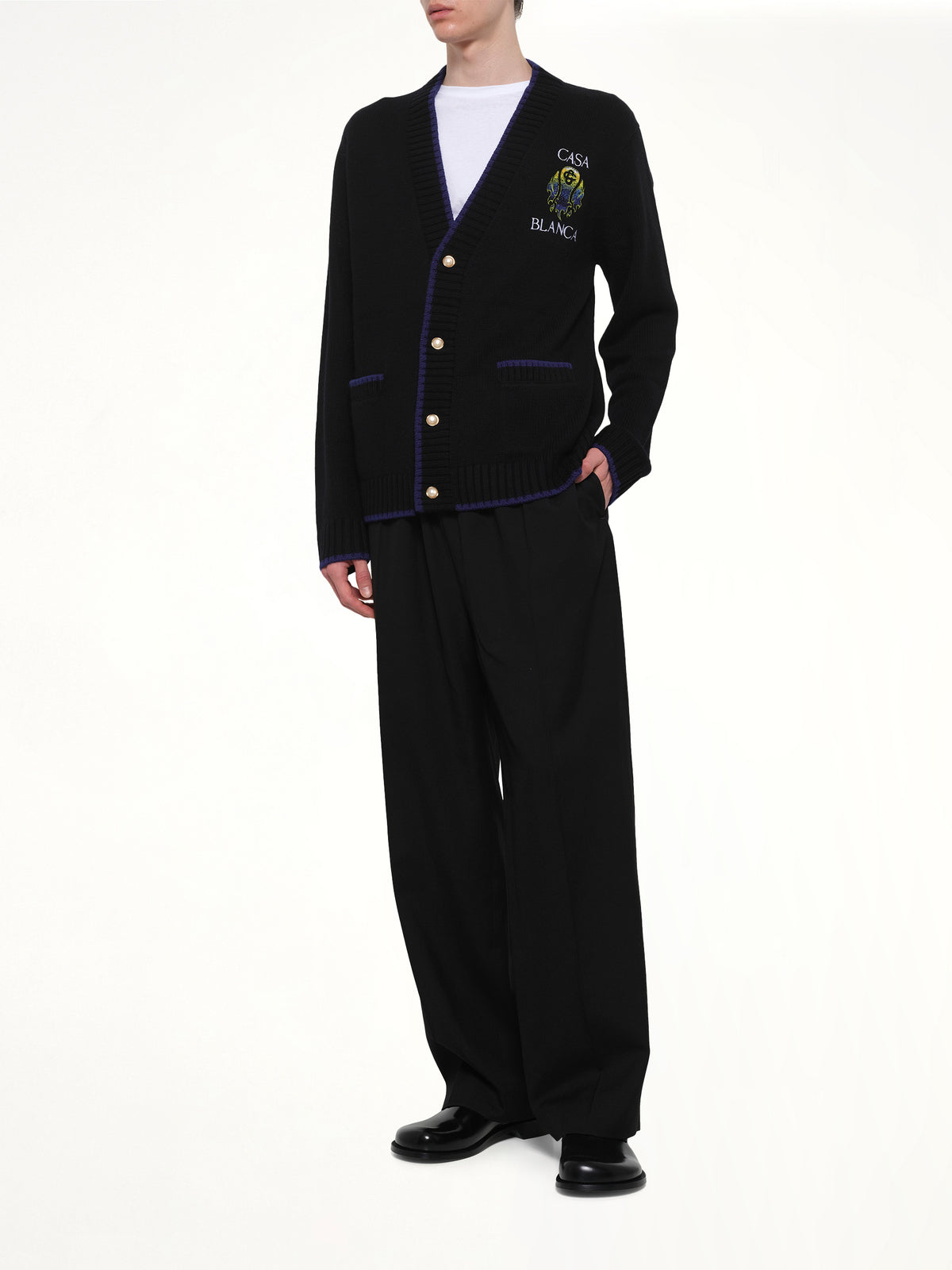 Flaming Tennis Ball Cardigan in Black