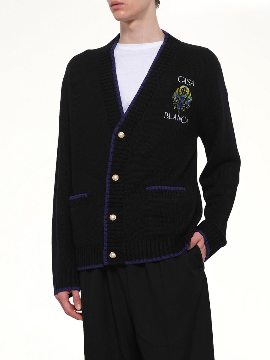 Flaming Tennis Ball Cardigan in Black