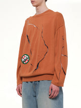 Cracked Egg Knit Pullover in Brown