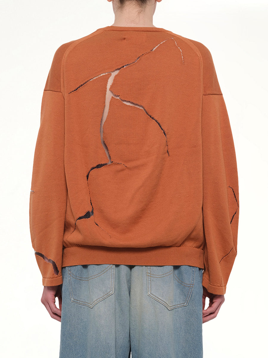Cracked Egg Knit Pullover in Brown