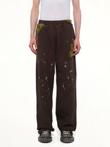 Moss-Grown Embroidery Sweat Pants in Brown