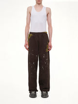 Moss-Grown Embroidery Sweat Pants in Brown