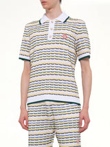 Tuck Stitch Polo Shirt in White