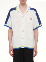 Crochet Shirt in Navy/White
