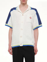 Crochet Shirt in Navy/White