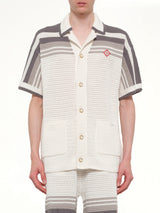 Crochet Shirt in White/Grey