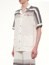 Crochet Shirt in White/Grey