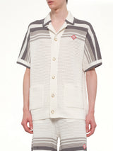 Crochet Shirt in White/Grey