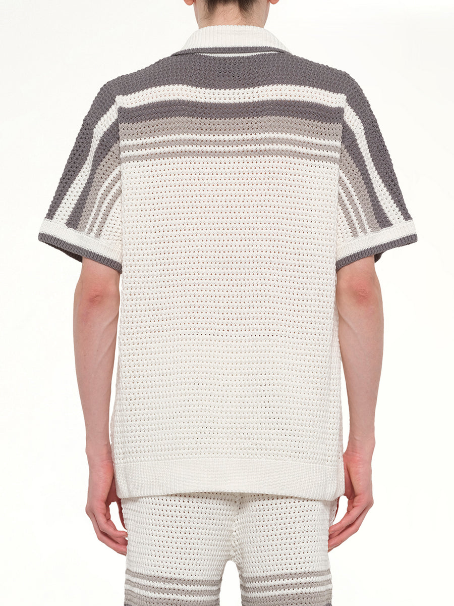Crochet Shirt in White/Grey