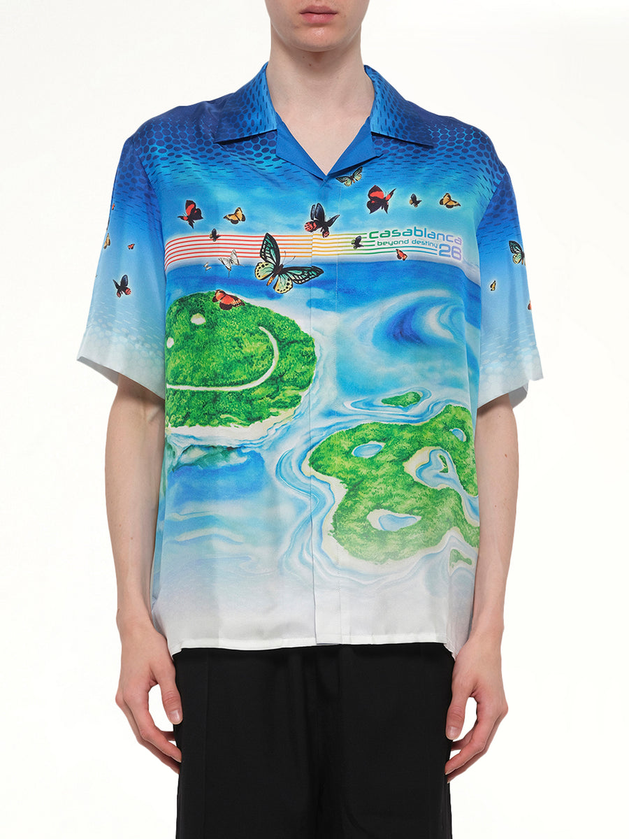 Beyond Destiny Cuban Collar SS Shirt in Blue