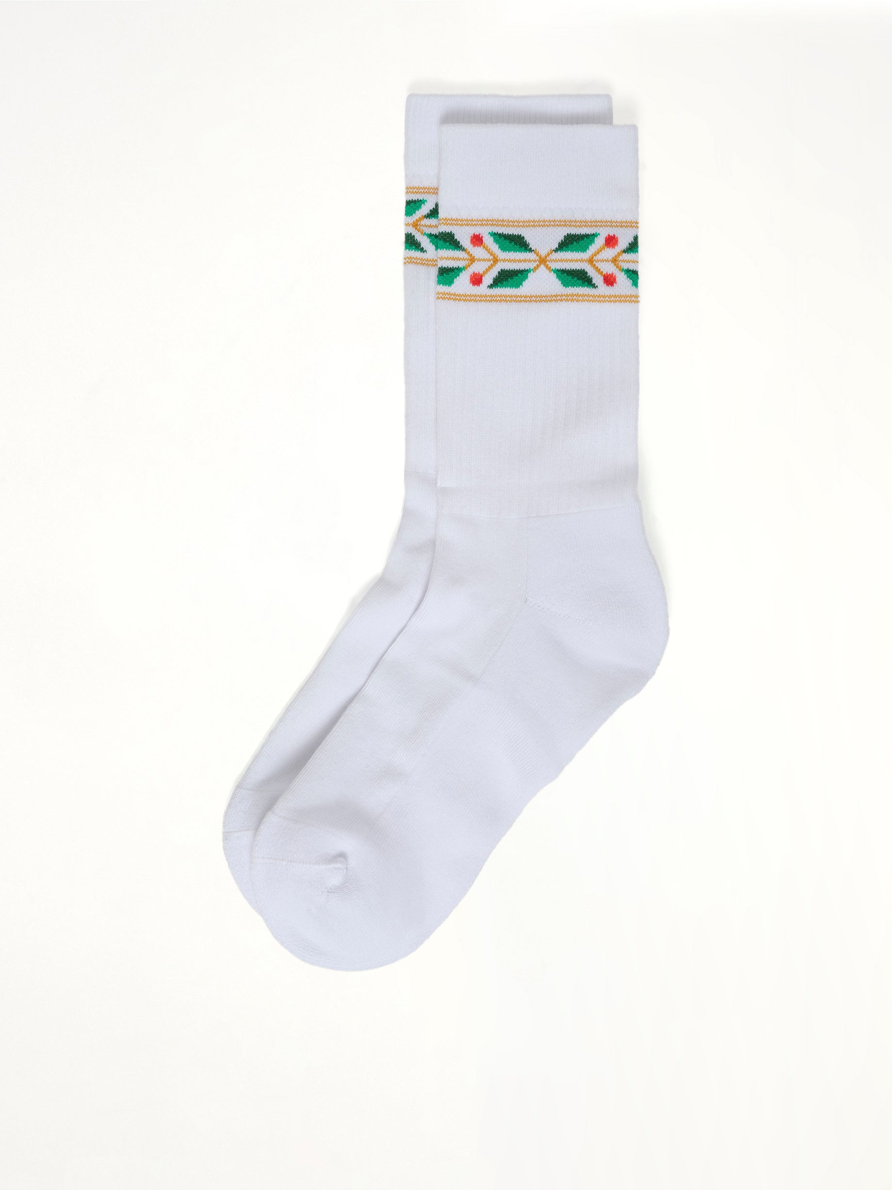 Laurel Ribbed Sports Socks in White