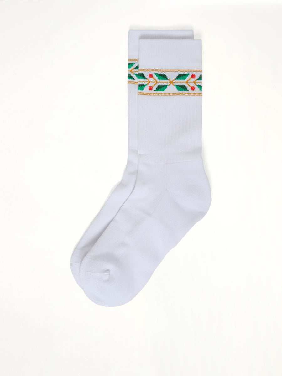 Laurel Ribbed Sports Socks in White