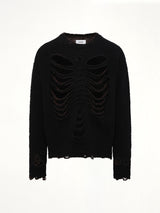 Rib & Spine Knit Pullover in Black