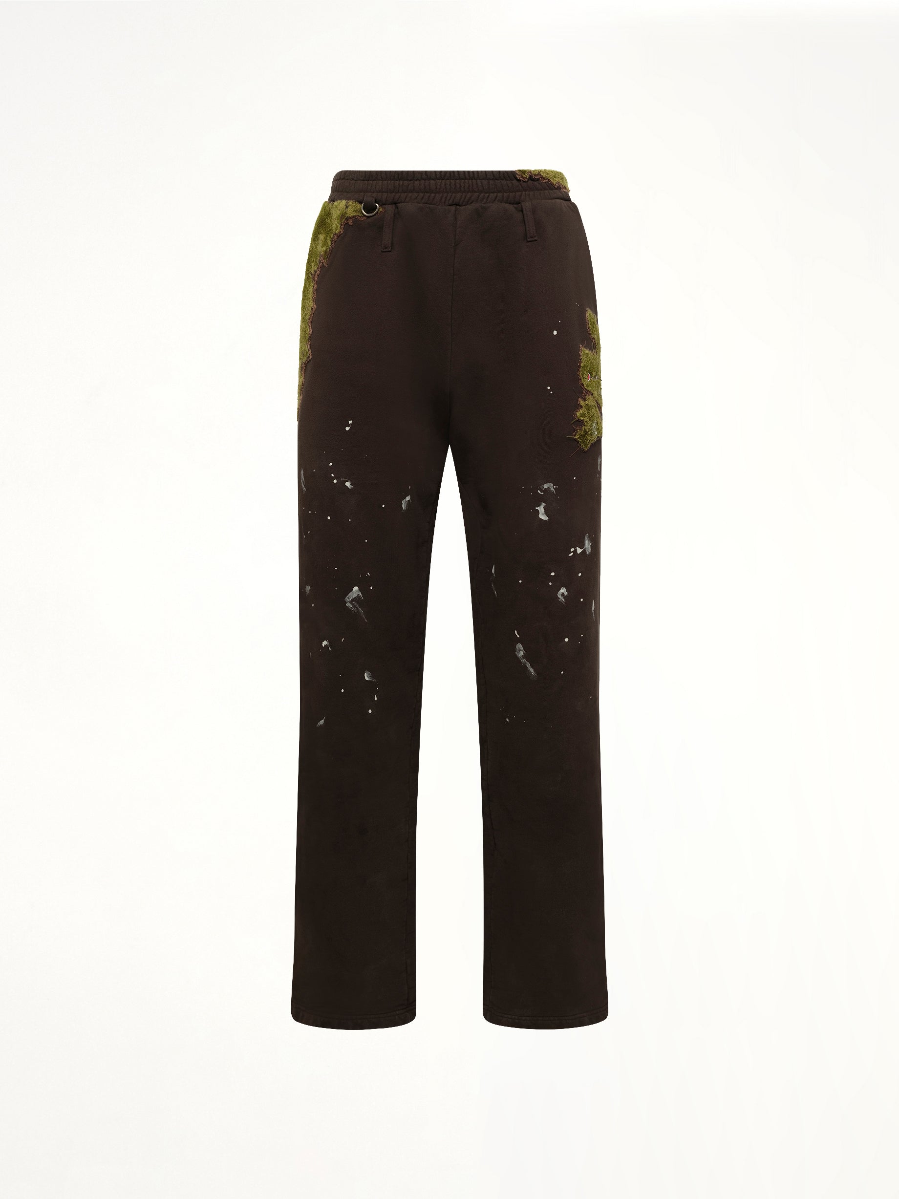 Moss-Grown Embroidery Sweat Pants in Brown