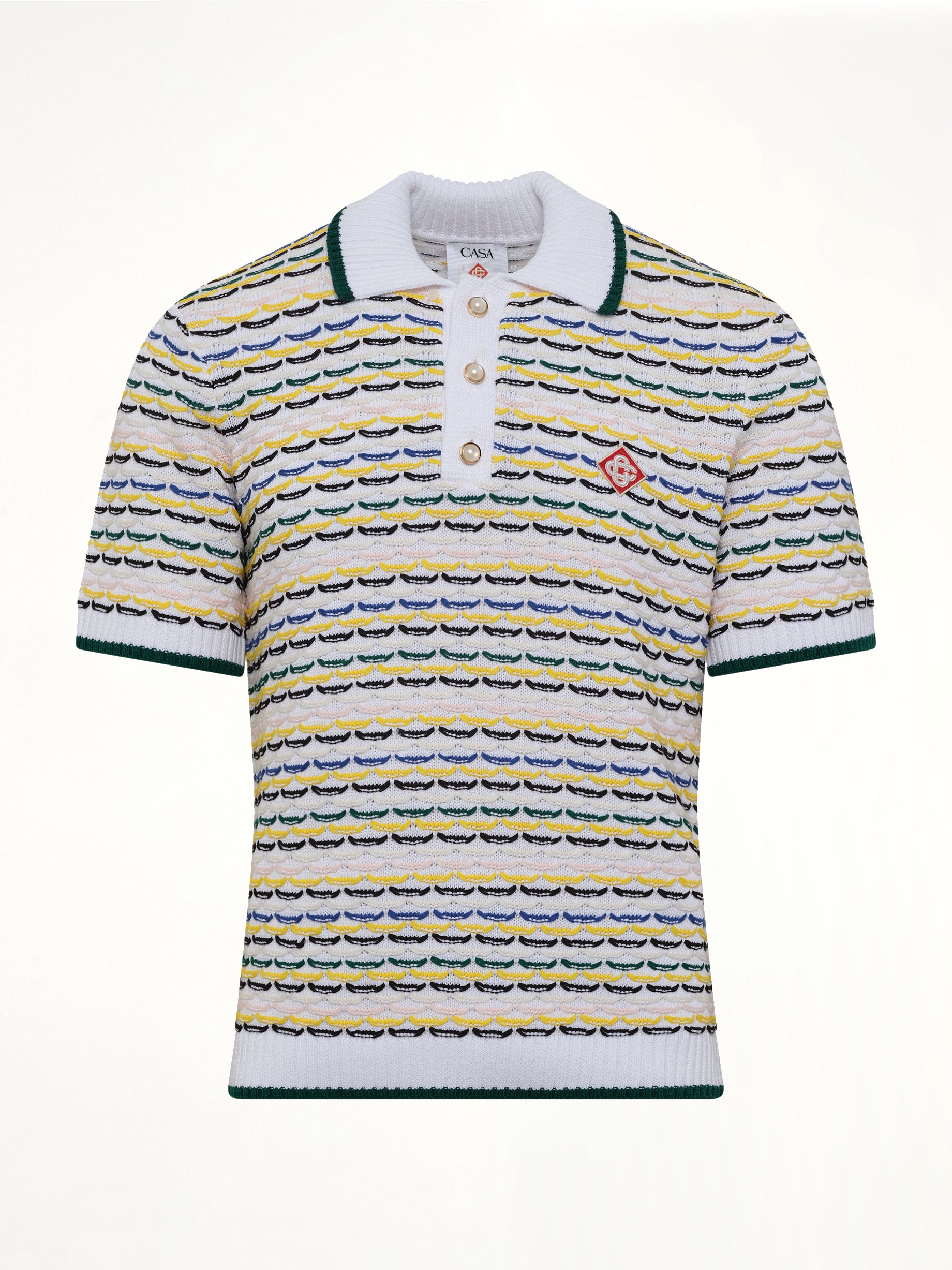 Tuck Stitch Polo Shirt in White