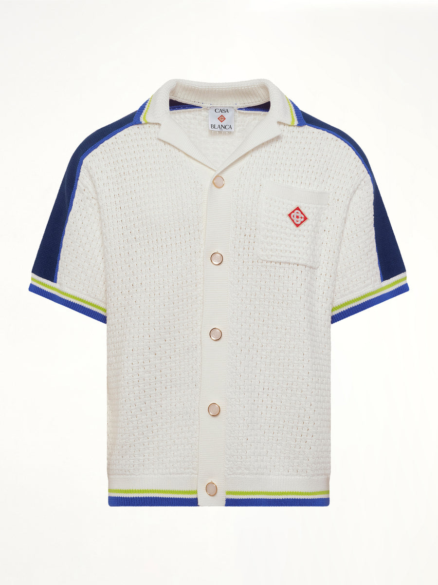 Crochet Shirt in Navy/White