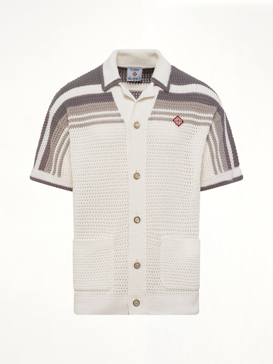 Crochet Shirt in White/Grey