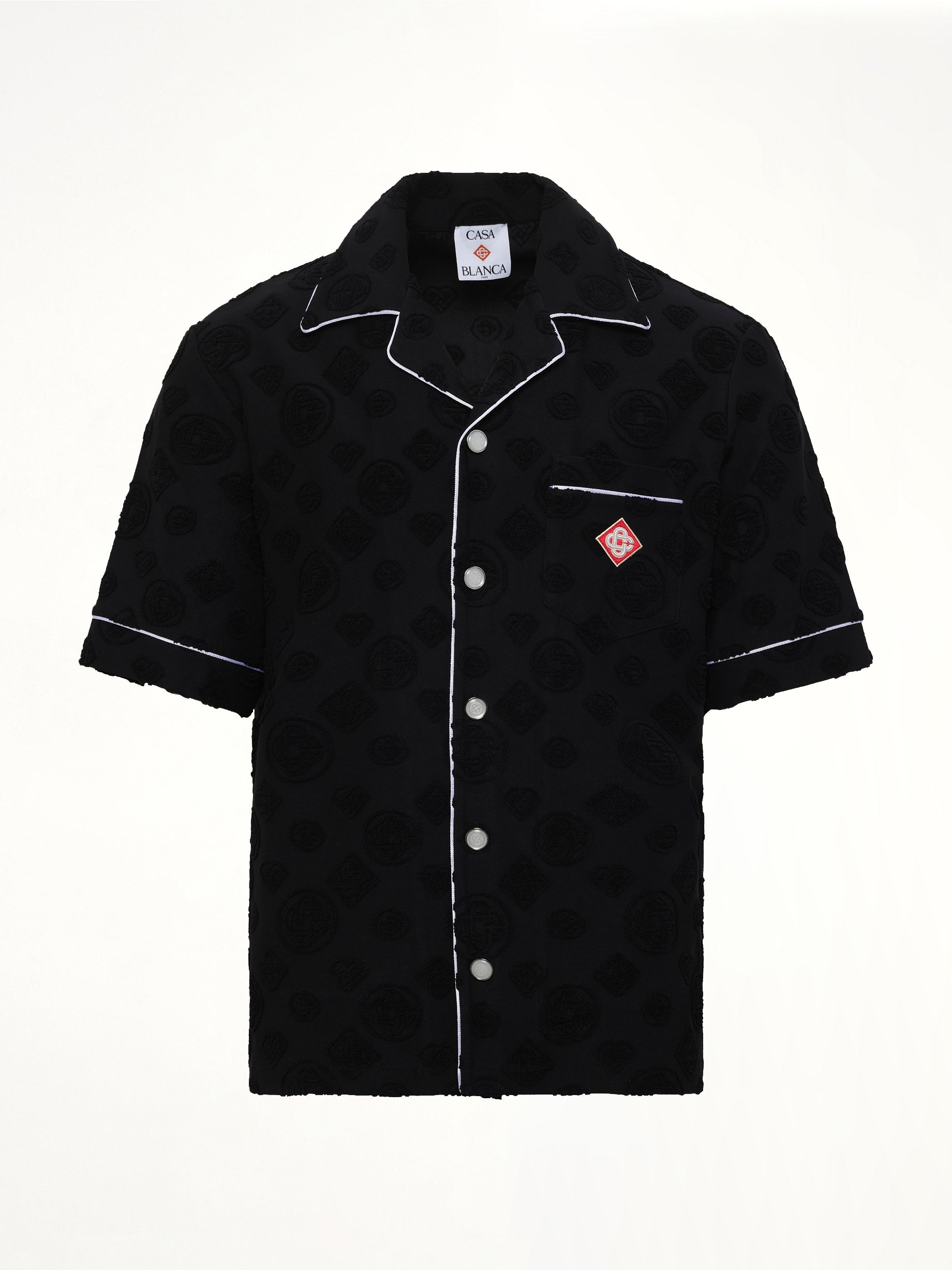 Towelling Monogram Shirt in Black